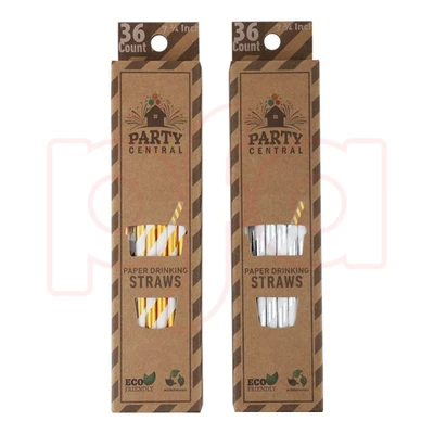 39110, Party Central Paper Straws Gold 36CT, 191554391109